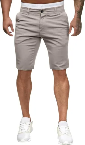 GOKKILRW Mens Slim Fit Casual Chino Shorts Comfort Stretch Cotton Work Shorts Summer Beach Stretch Twill Chino Golf Shorts