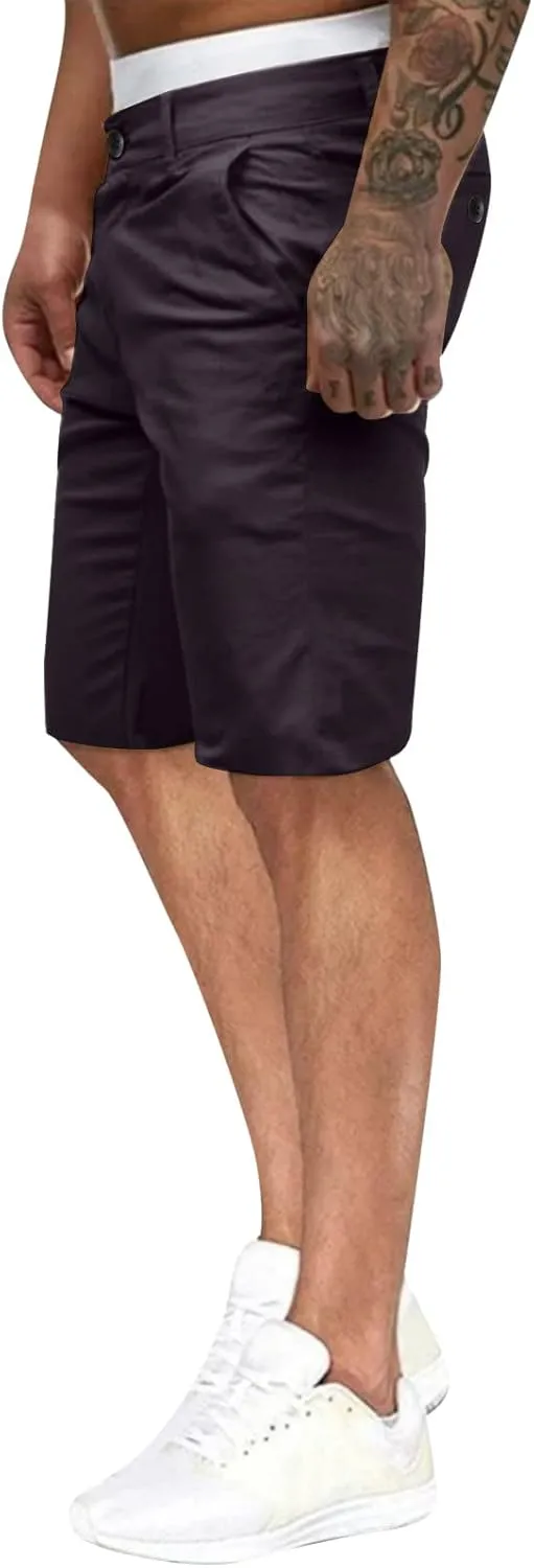 GOKKILRW Mens Slim Fit Casual Chino Shorts Comfort Stretch Cotton Work Shorts Summer Beach Stretch Twill Chino Golf Shorts