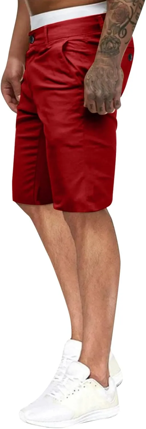 GOKKILRW Mens Slim Fit Casual Chino Shorts Comfort Stretch Cotton Work Shorts Summer Beach Stretch Twill Chino Golf Shorts