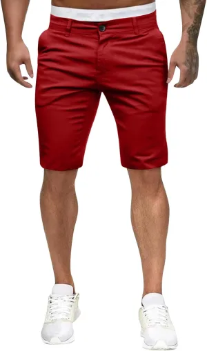 GOKKILRW Mens Slim Fit Casual Chino Shorts Comfort Stretch Cotton Work Shorts Summer Beach Stretch Twill Chino Golf Shorts