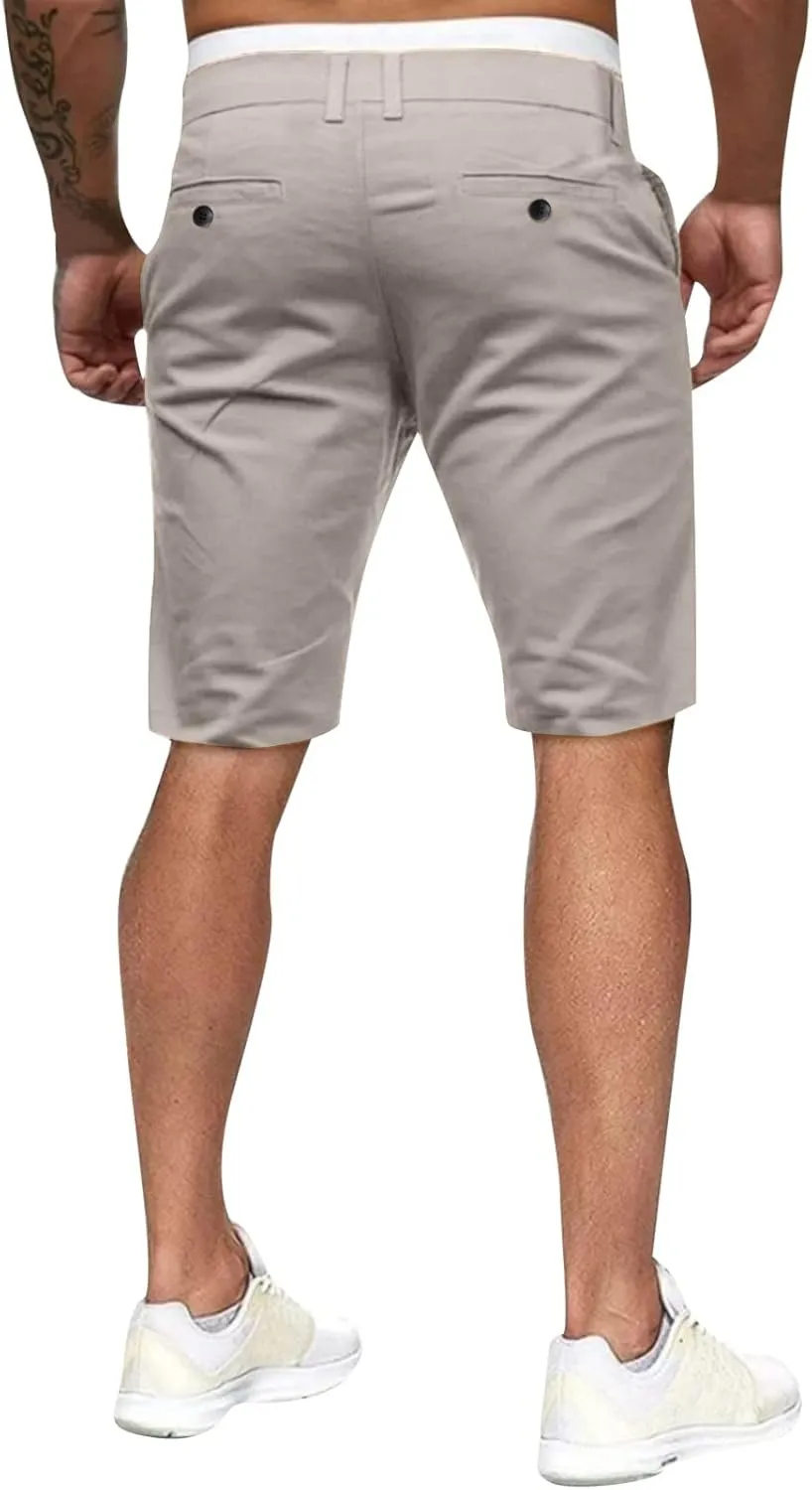 GOKKILRW Mens Slim Fit Casual Chino Shorts Comfort Stretch Cotton Work Shorts Summer Beach Stretch Twill Chino Golf Shorts