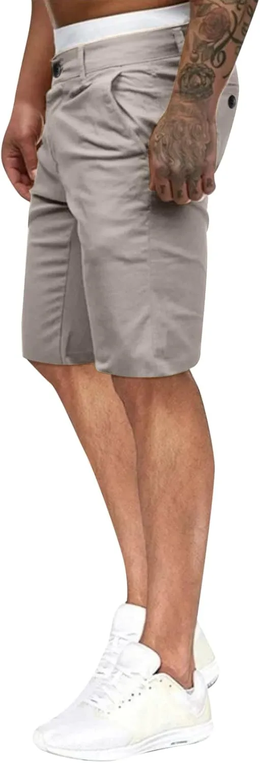 GOKKILRW Mens Slim Fit Casual Chino Shorts Comfort Stretch Cotton Work Shorts Summer Beach Stretch Twill Chino Golf Shorts