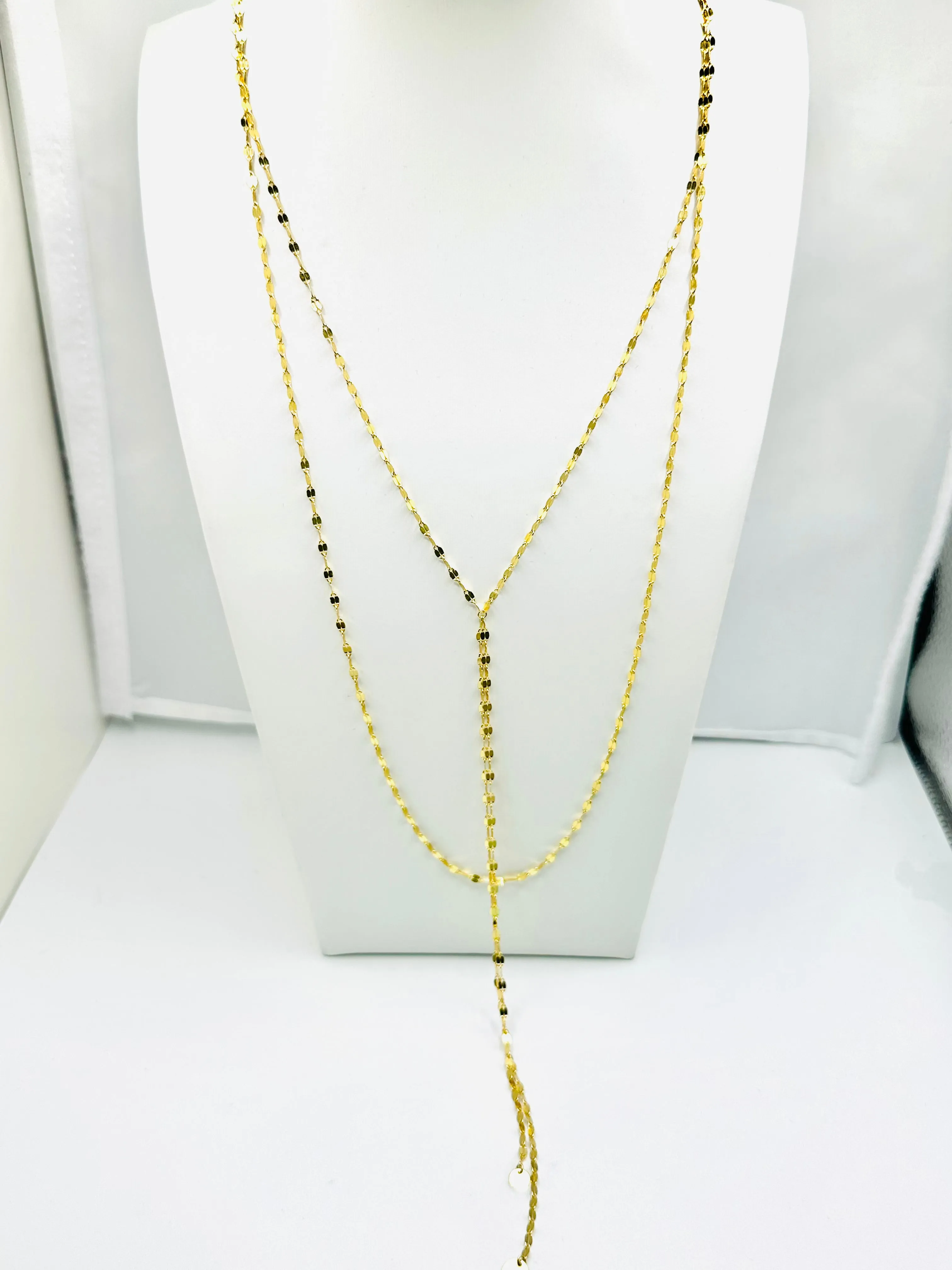 Gold Sterling Silver Beaded Necklace with Lariat