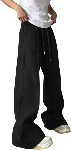 GORGLITTER Men's Flared Sweatpants Baggy Wide Leg Oversized Track Pants Trousers with Pockets