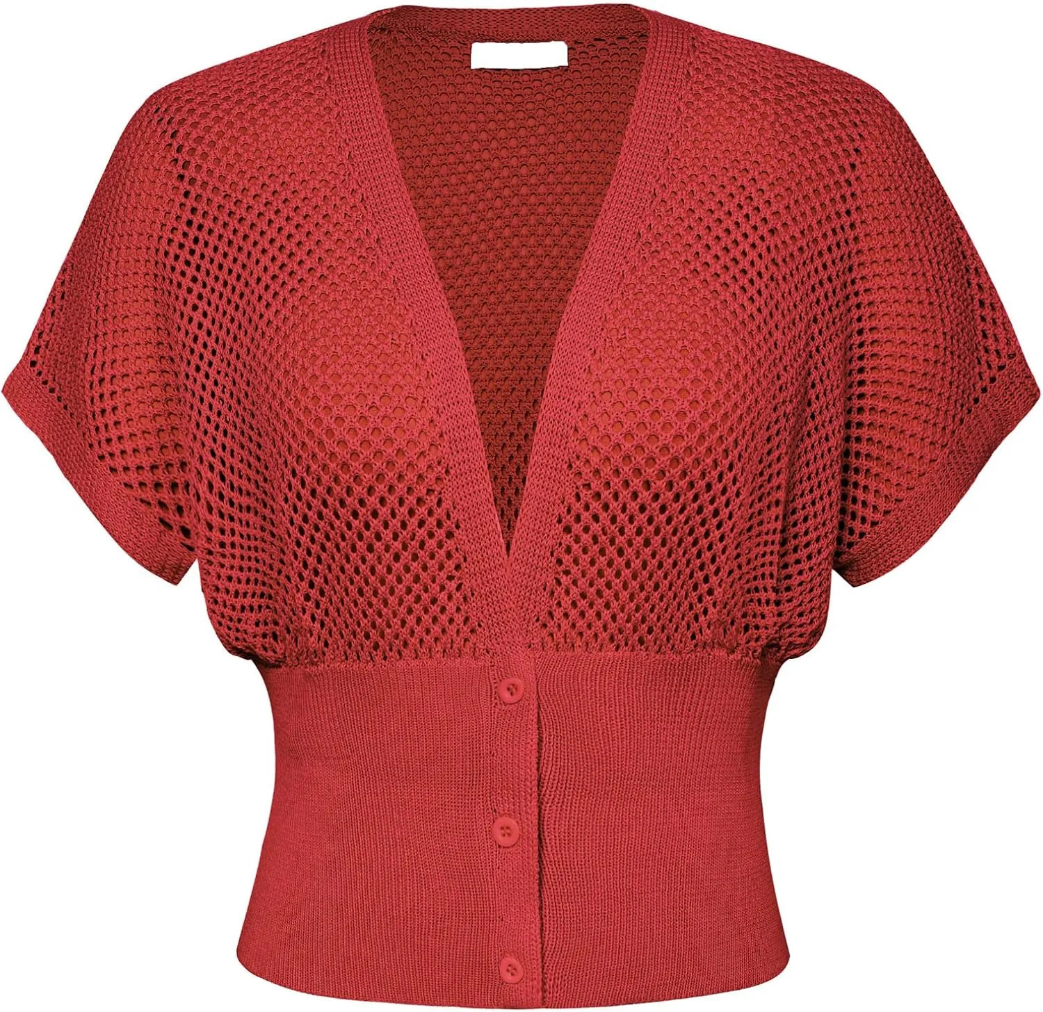 GRACE KARIN 2025 Women Short Sleeve Crochet Cardigan Summer Draped V-Neck Bolero Shrug Sweater Hollow Out Beach Cover Up