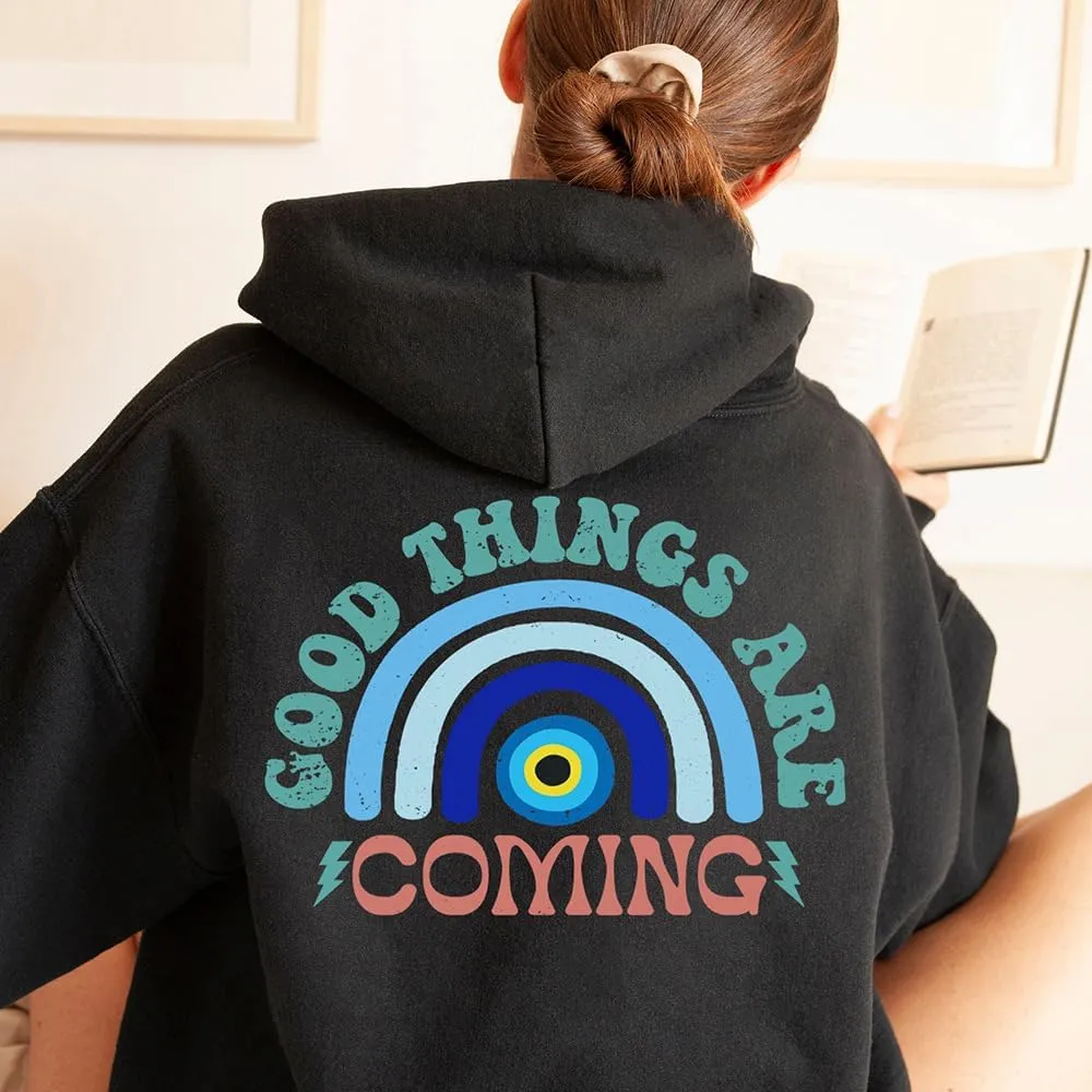 Graphic Evil Eye Streetwear Cute Pullover Long Sleeve Hoodie for Women Crewneck Oversized Sweatshirts