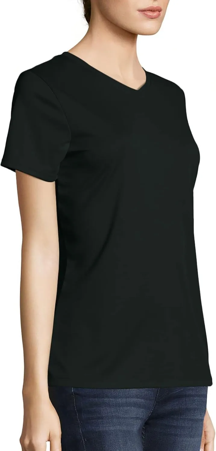 Hanes Women's Cool Dri Performance V-Neck T-Shirt, Moisture-Wicking Short Sleeve Tee, 40  UPF Protection, 1 Or 5 Pack