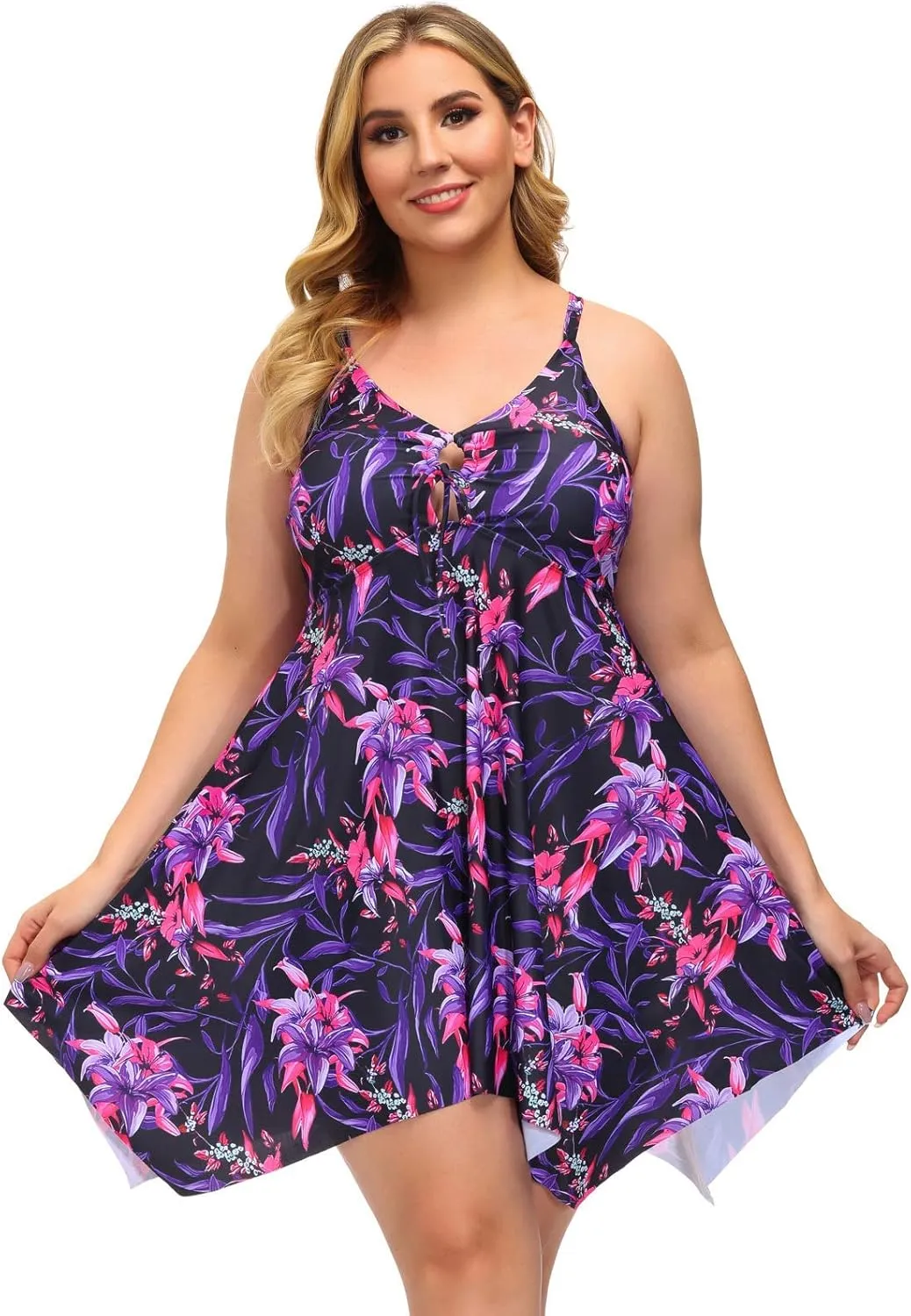 Hanna Nikole Two Piece Tankini Swimsuits for Women Plus Size Swimdress with Boyshorts
