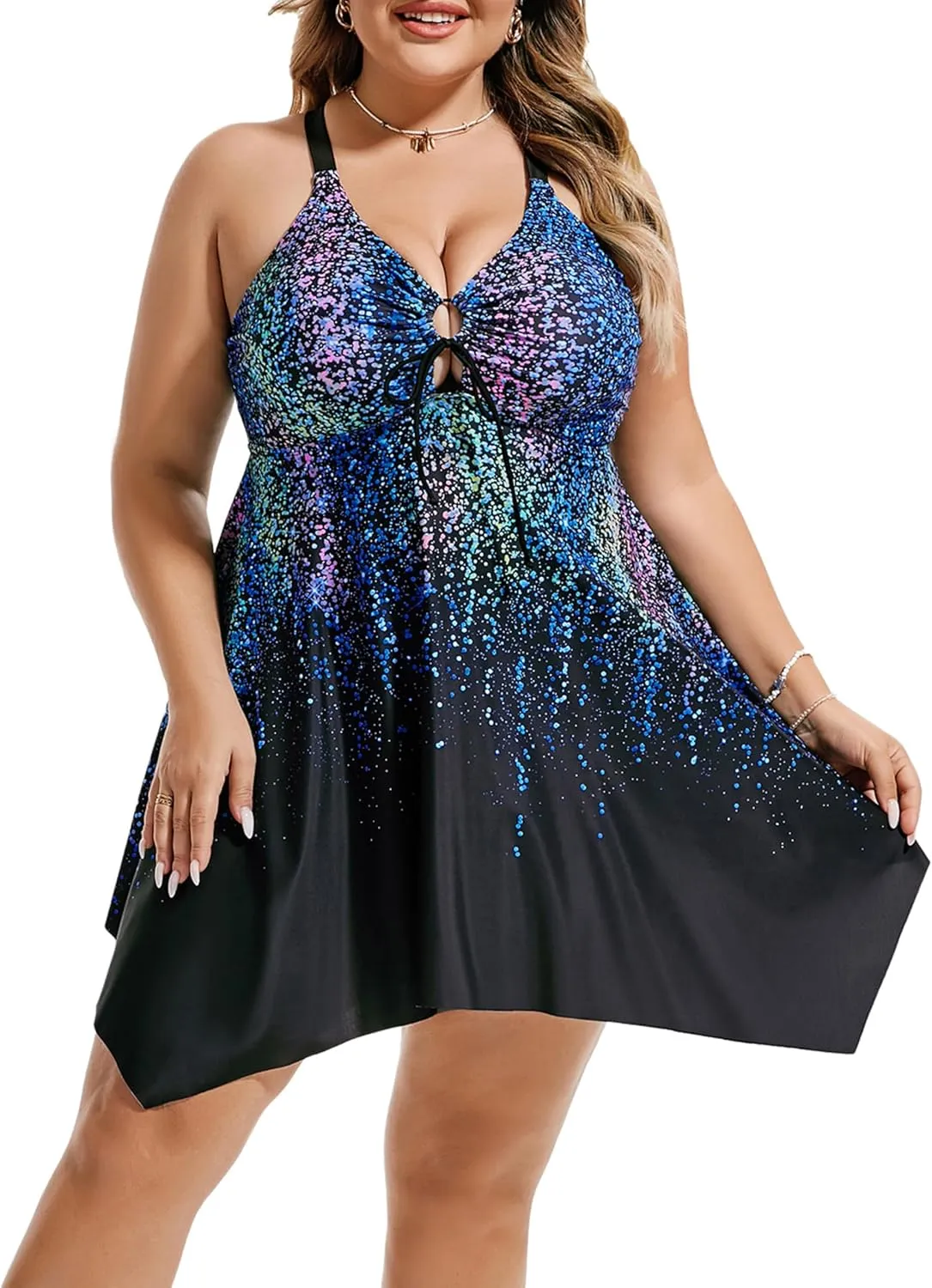 Hanna Nikole Two Piece Tankini Swimsuits for Women Plus Size Swimdress with Boyshorts
