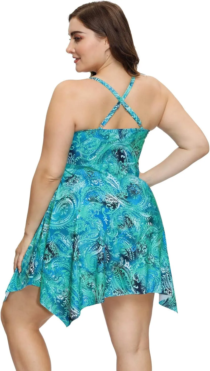 Hanna Nikole Two Piece Tankini Swimsuits for Women Plus Size Swimdress with Boyshorts