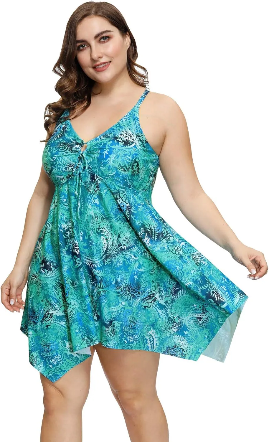 Hanna Nikole Two Piece Tankini Swimsuits for Women Plus Size Swimdress with Boyshorts