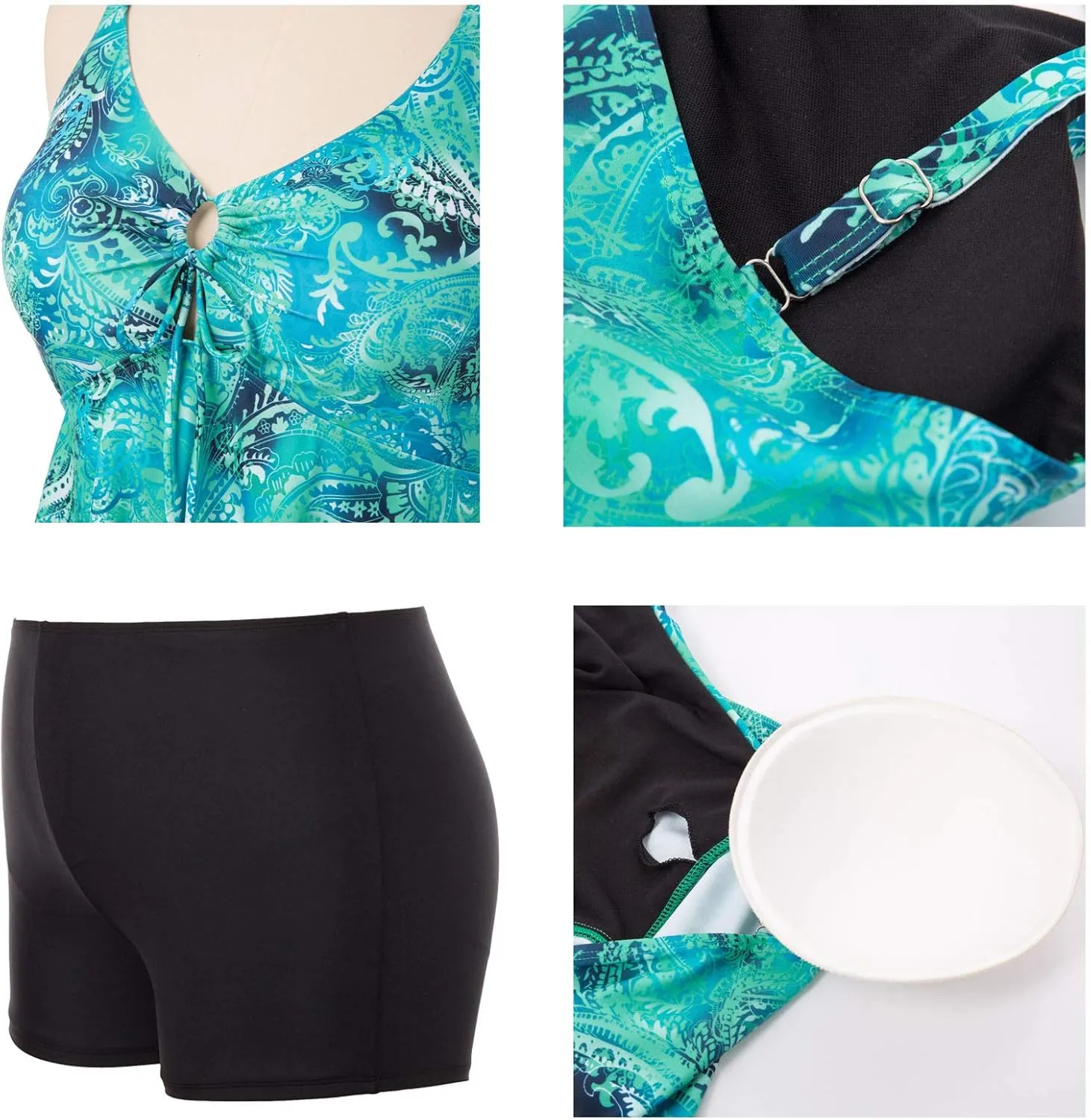 Hanna Nikole Two Piece Tankini Swimsuits for Women Plus Size Swimdress with Boyshorts