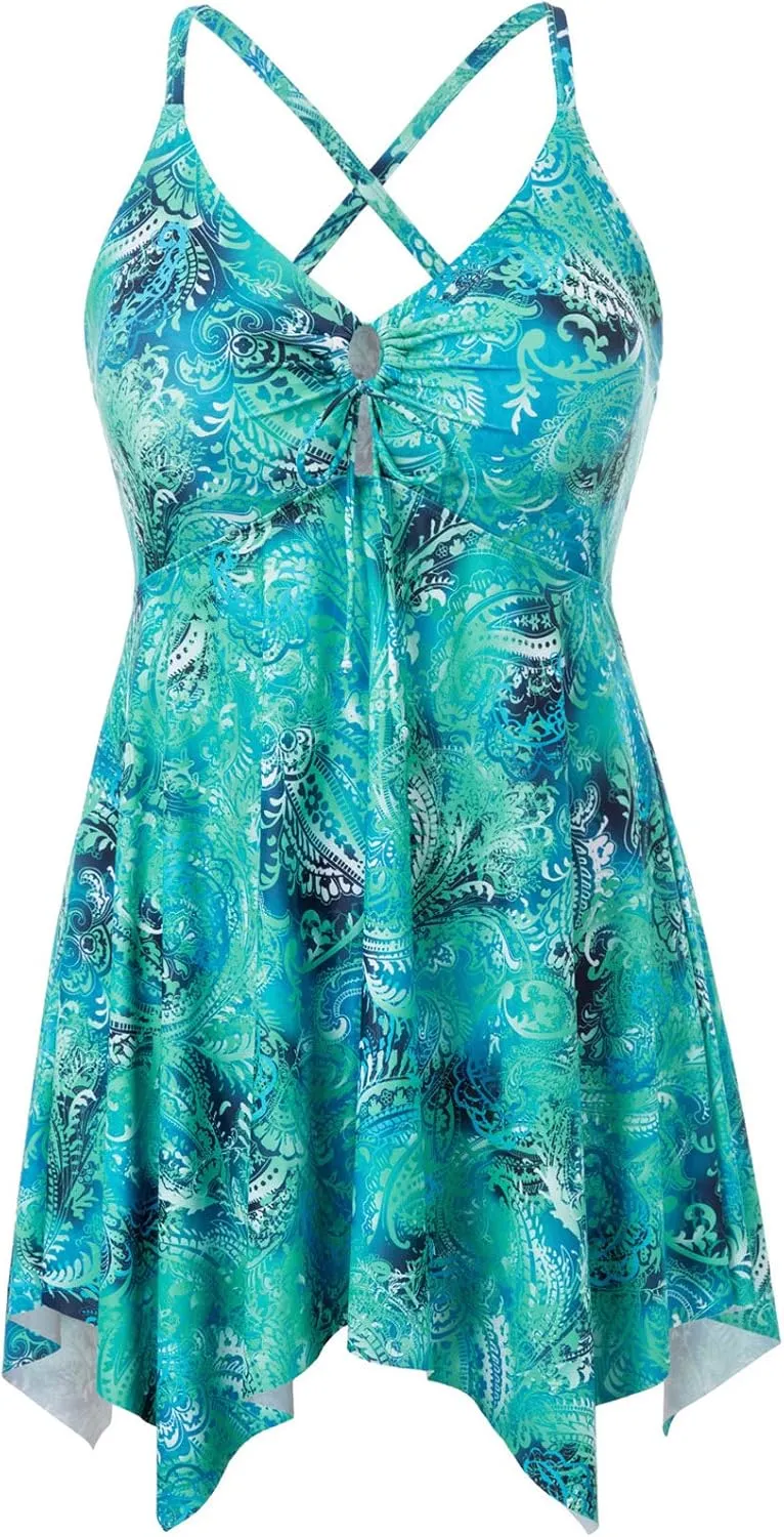 Hanna Nikole Two Piece Tankini Swimsuits for Women Plus Size Swimdress with Boyshorts