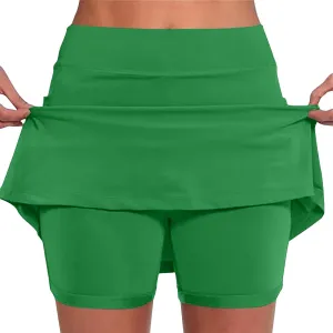 High Waisted Tennis Skirt for Women with Inner Shorts Plus Size Athletic Skorts Solid Casual Workout Built-in Shorts