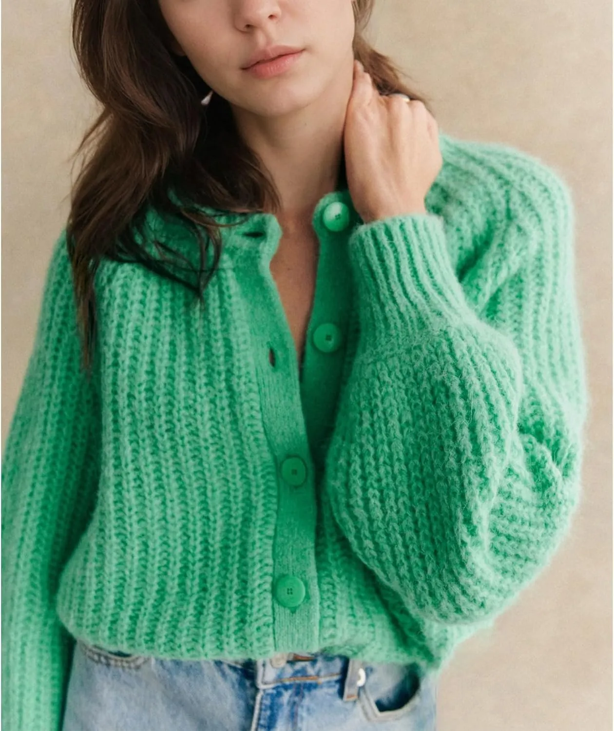 Hixiaohe Cardigan Sweater for Women Long Sleeve Button Y2K Chunky Knit Sweater Fall Casual Open Front Outwear Knitwear Coat