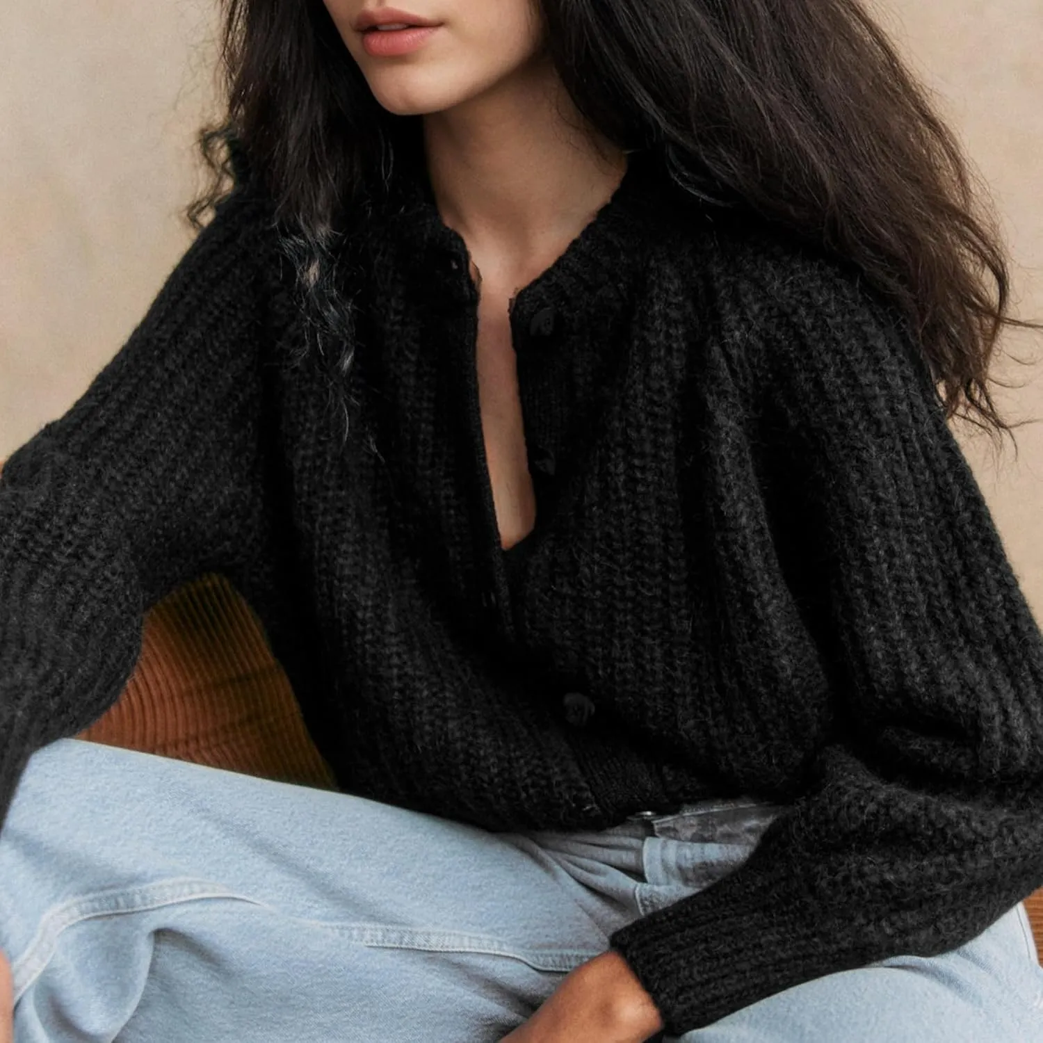 Hixiaohe Cardigan Sweater for Women Long Sleeve Button Y2K Chunky Knit Sweater Fall Casual Open Front Outwear Knitwear Coat