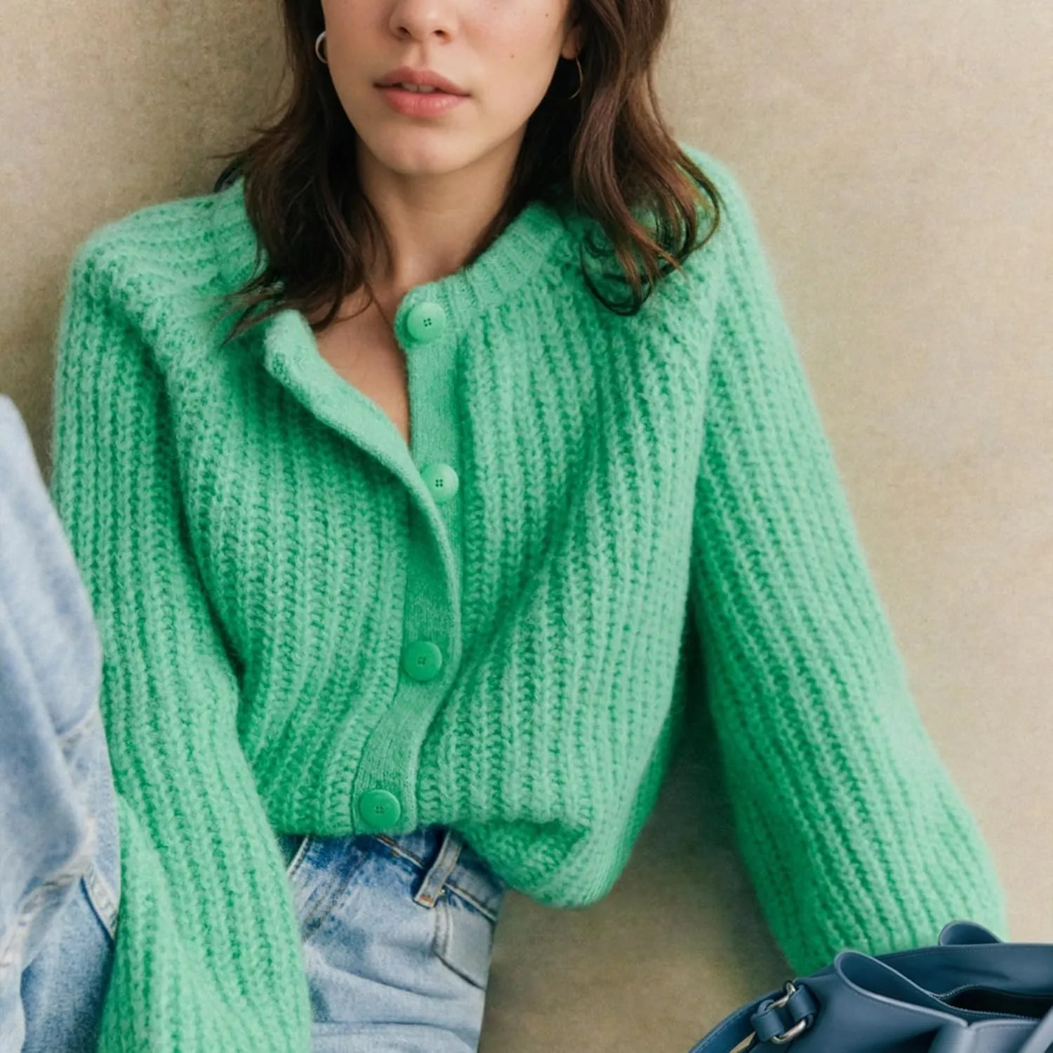 Hixiaohe Cardigan Sweater for Women Long Sleeve Button Y2K Chunky Knit Sweater Fall Casual Open Front Outwear Knitwear Coat