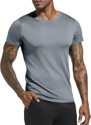 Holure Men's Compression/Loose Fit Tee Short Sleeve Sports Baselayer T-Shirts Cool Dry Tops (Pack of 1 or 3)