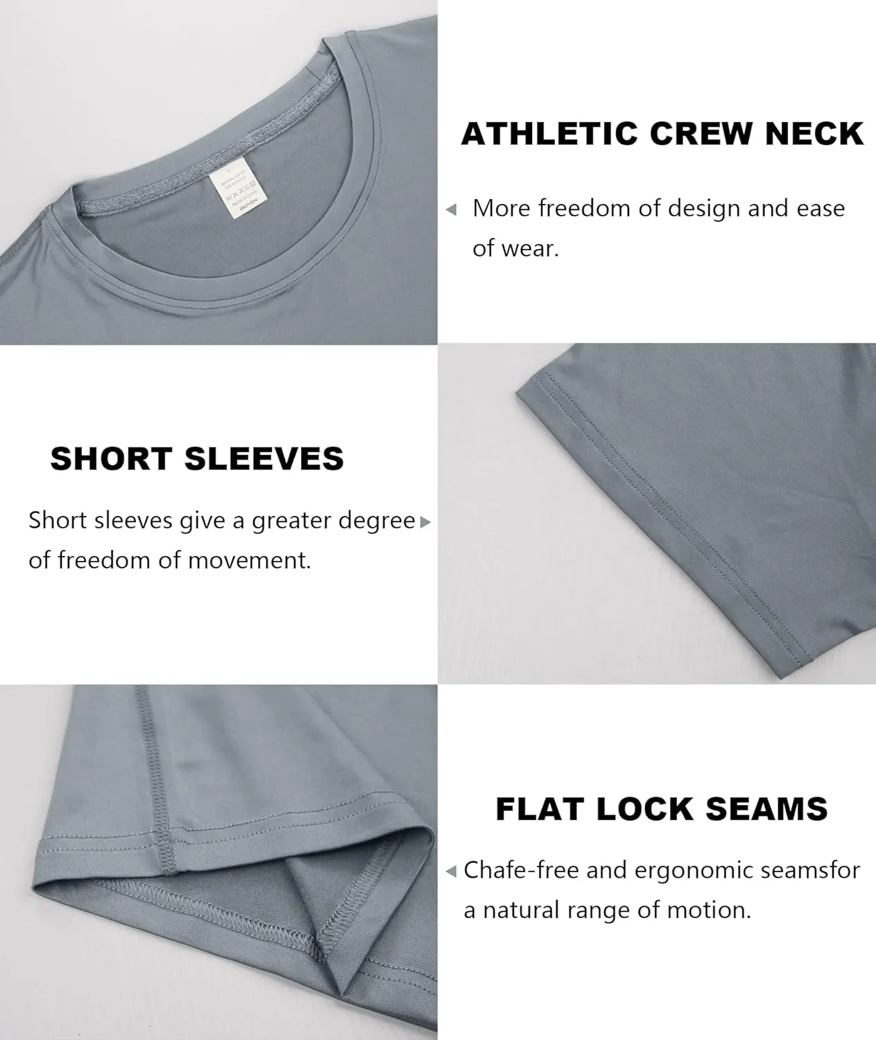Holure Men's Compression/Loose Fit Tee Short Sleeve Sports Baselayer T-Shirts Cool Dry Tops (Pack of 1 or 3)