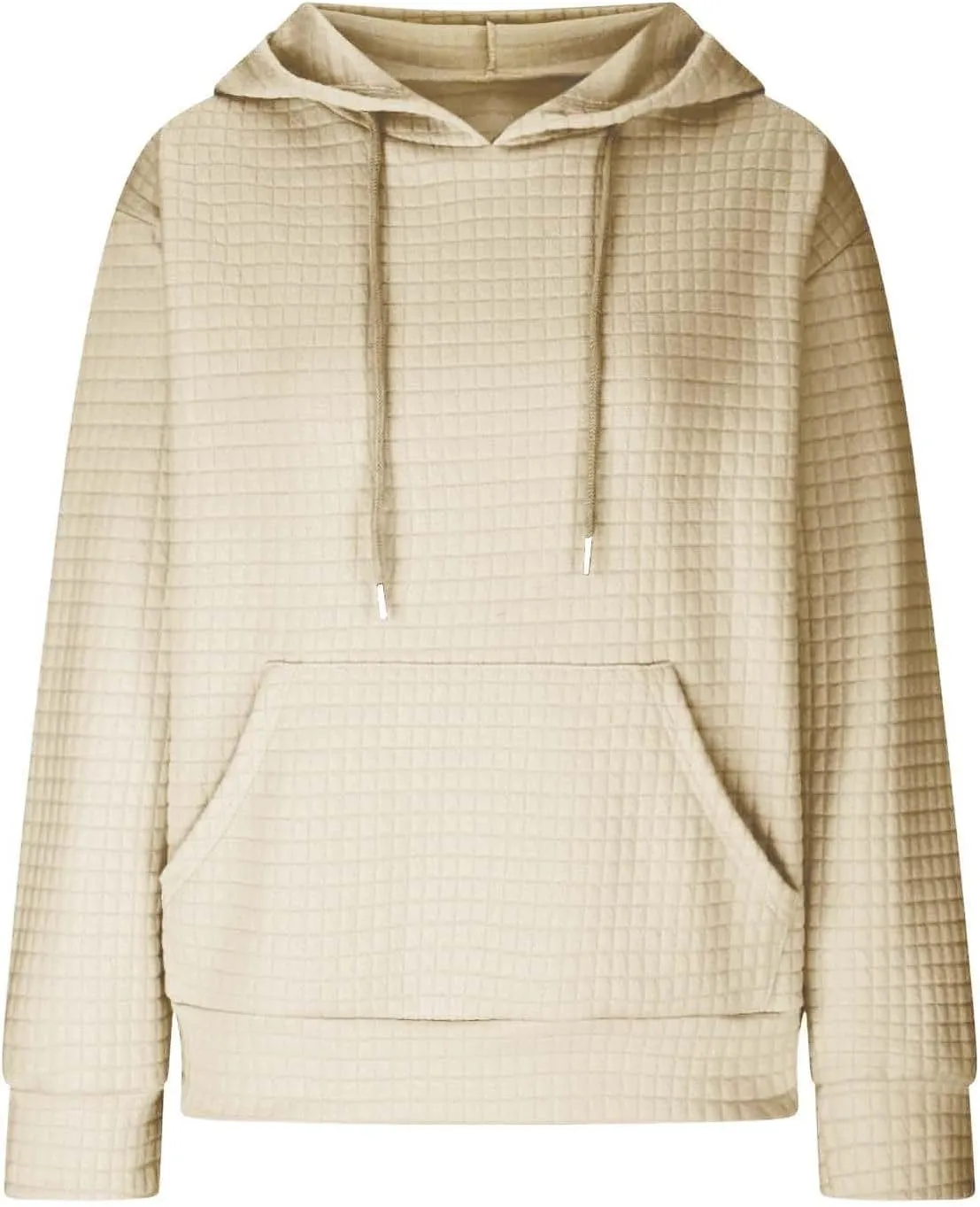 Hoodies For Women,2024 Fall Trendy Waffle Long Sleeve Drawstring Pullover Tops Casual Preppy Sweatshirt With Pockets