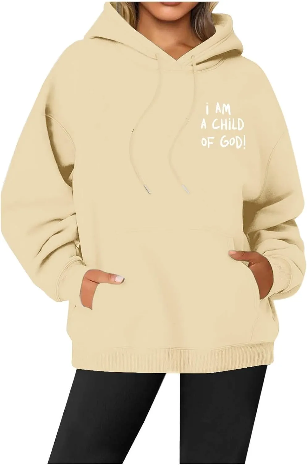 i AM A Child Of F God Graphic Hoodie For Women Long Sleeve Preppy Sweatshirt Y2K Casual Hooded Pullover Tops With Pockets