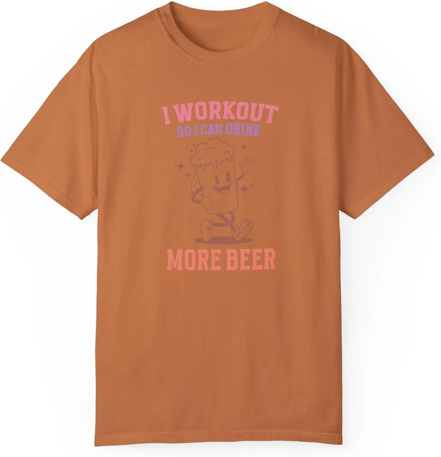 I Workout So I Can Drink More Beer Comfort Colors T-Shirt, Funny Y2K Retro Gym Mascot Men Tee Gift 2411-354