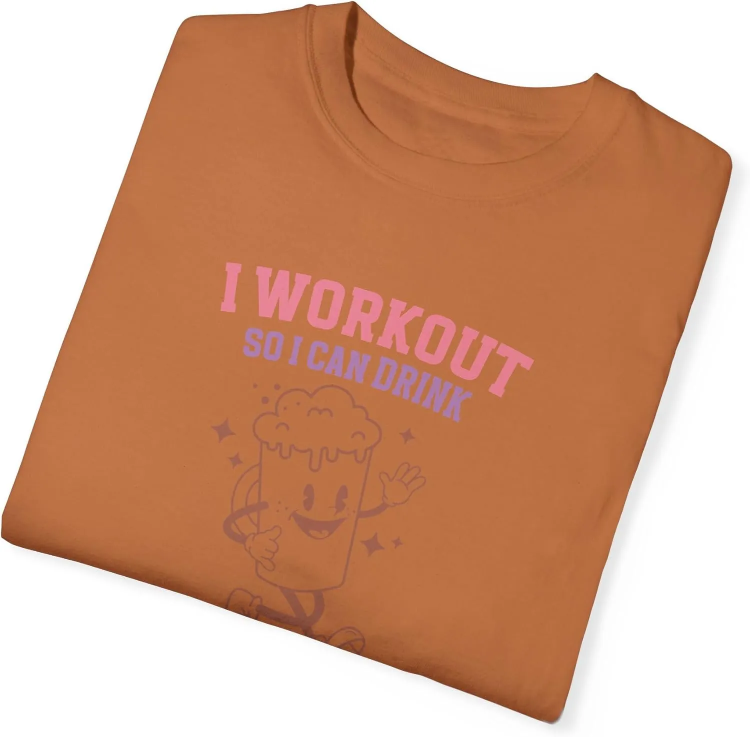 I Workout So I Can Drink More Beer Comfort Colors T-Shirt, Funny Y2K Retro Gym Mascot Men Tee Gift 2411-354