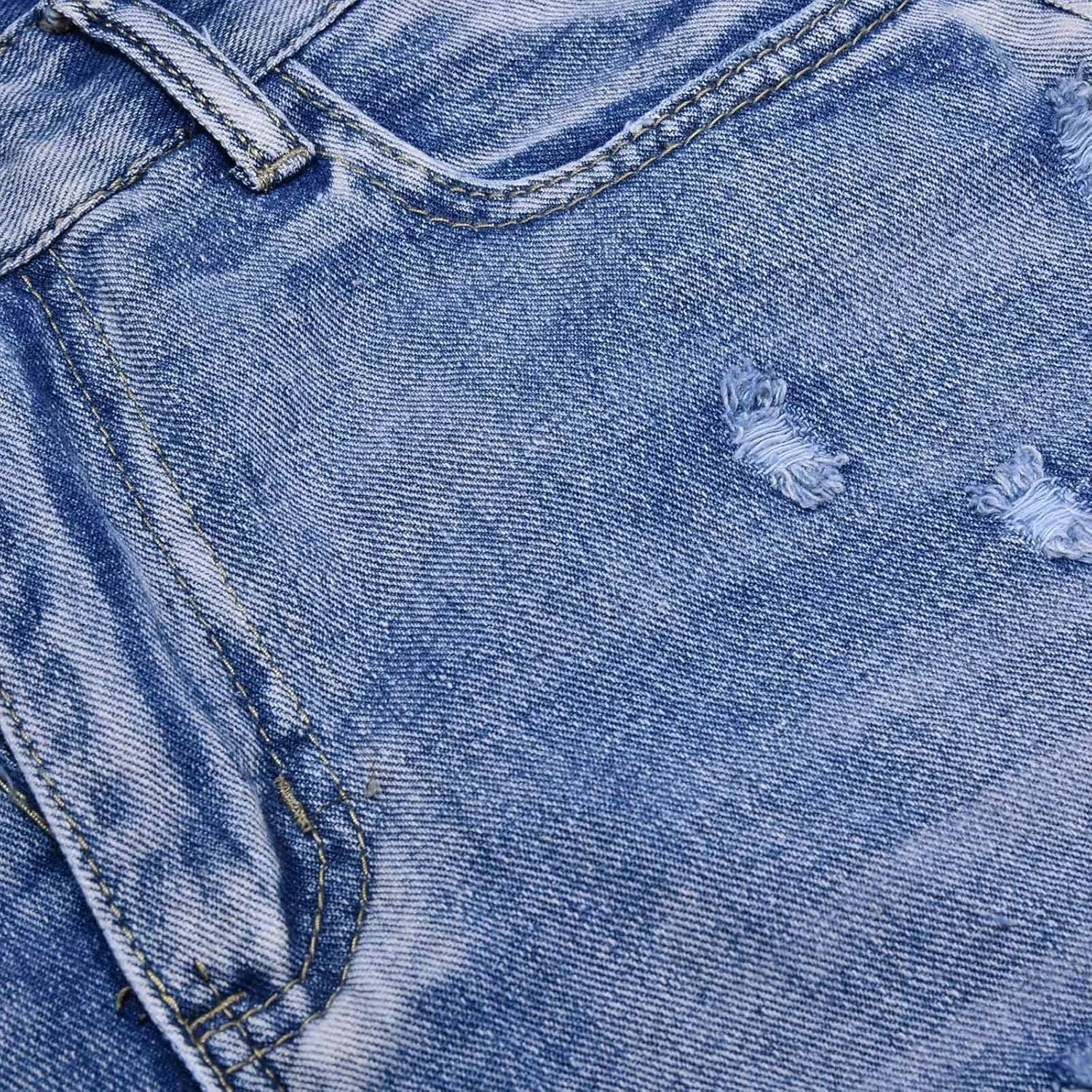 Jean Shorts Womens High Waisted Lightweight Trendy Ripped Distressed Denim Short Pants Elastic Waist Comfy Shorts