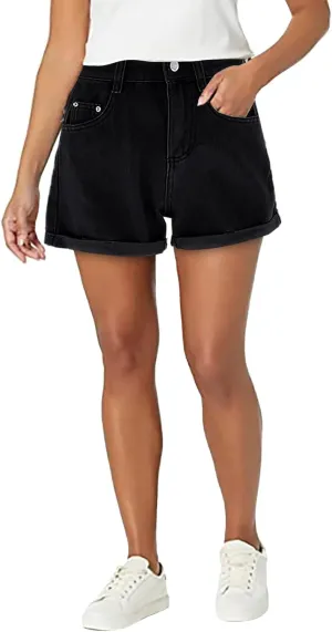 Jean Shorts Womens Low Rise Lightweight Trendy Ripped Distressed Denim Short Pants Elastic Waist Comfy Shorts