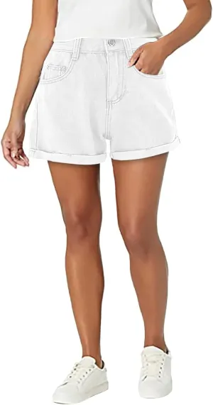 Jean Shorts Womens Low Rise Lightweight Trendy Ripped Distressed Denim Short Pants Elastic Waist Comfy Shorts