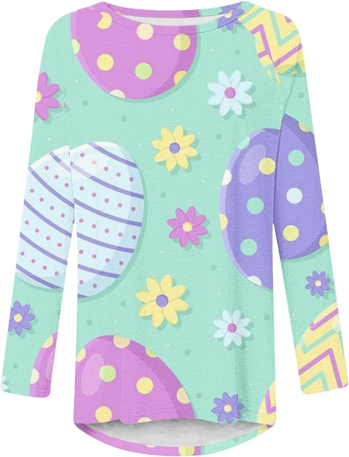 Jesus Sweatshirt Round Neck Easter Bunny Festival Happy Easter Printed Long Sleeve Loose Casual T Shirt Christian