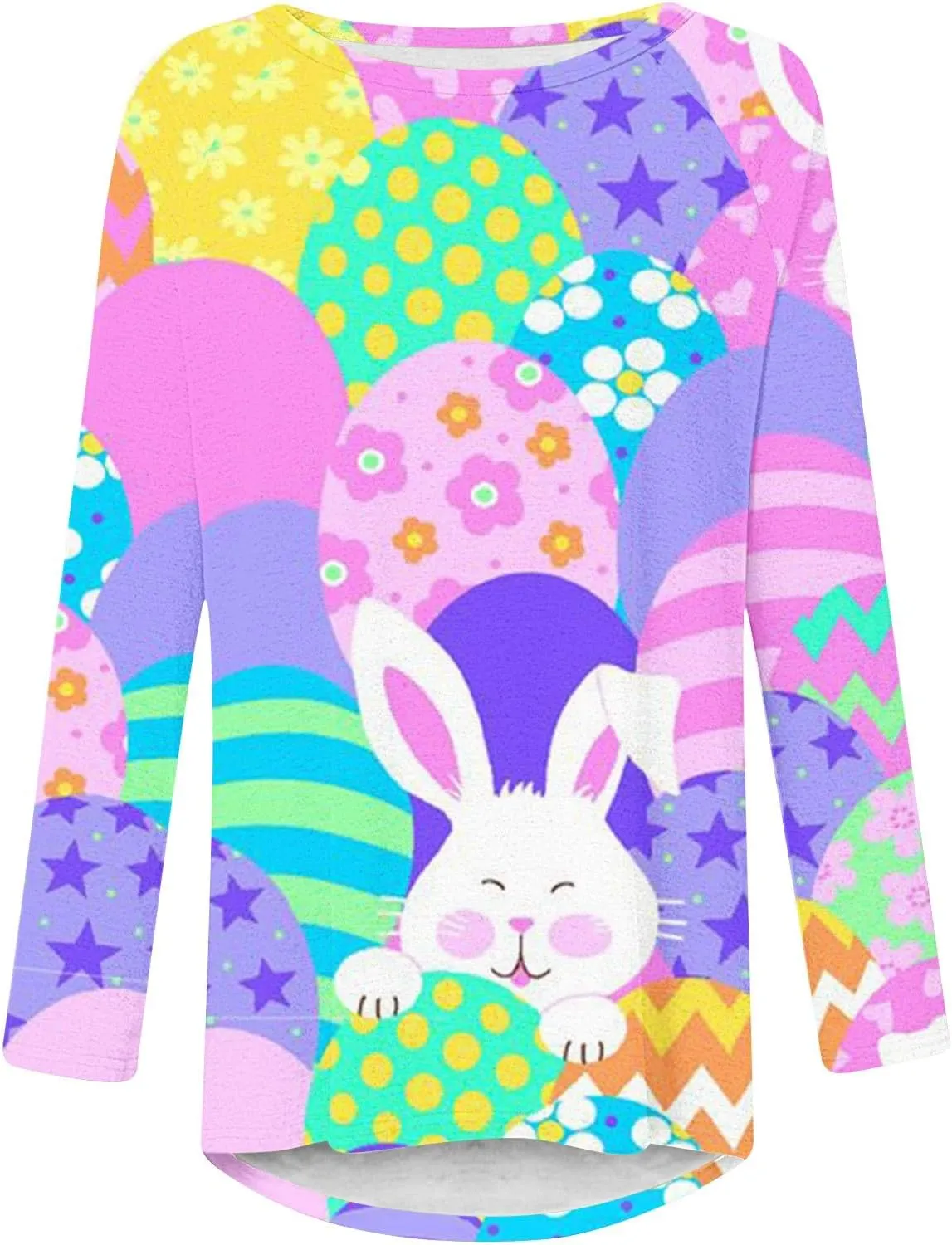 Jesus Sweatshirt Round Neck Easter Bunny Festival Happy Easter Printed Long Sleeve Loose Casual T Shirt Christian