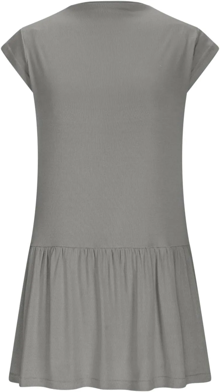 JOAU Women's A-Line Mini Tank Dress Sleeveless Mock Neck Slim Fit Beach Tennis Dresses Summer Cute Flowy Ruffle Short Dress