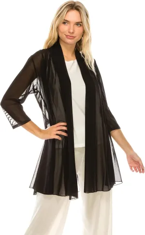 Jostar Women's Mesh Jacket Cardigan - 3/4 Sleeve Sheer Lightweight Open Front Princess Soft Drape Knit Sweater