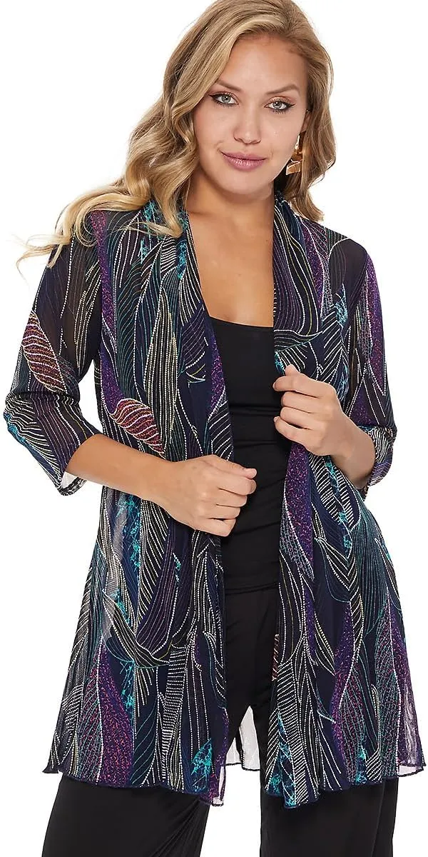 Jostar Women's Mesh Jacket Cardigan  Plus Size 3/4 Sleeve Sheer Lightweight Open Front Princess Soft Drape Knit Sweater