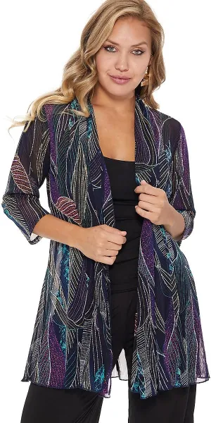 Jostar Women's Mesh Jacket Cardigan  Plus Size 3/4 Sleeve Sheer Lightweight Open Front Princess Soft Drape Knit Sweater