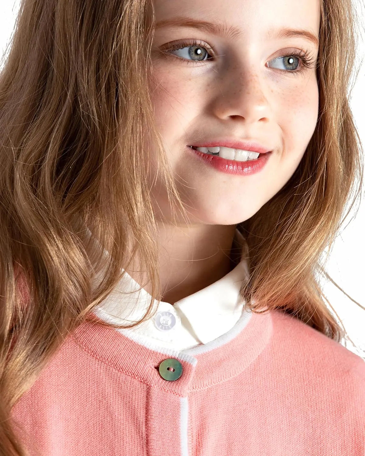 JSTEX Girls Cute Cardigan 100% Cotton Knit Kids Cardigan Long Sleeve Crew Neck Button Sweaters for Girl Size 4-14