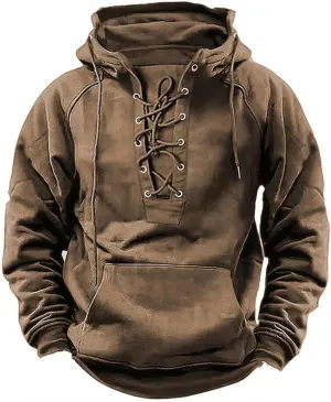 LCMTWX Black Sweatshirt Winter Vintage Long Sleeve Hoodie Half Zipper Hooded Sweatshirt Top Workwear Multi Pocket Outdoor