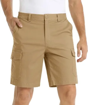 LCMTWX Mens Casual Shorts with Multiple Pockets for Comfort and Lightweight Twill Cotton Elastic Waist Casual Shorts for