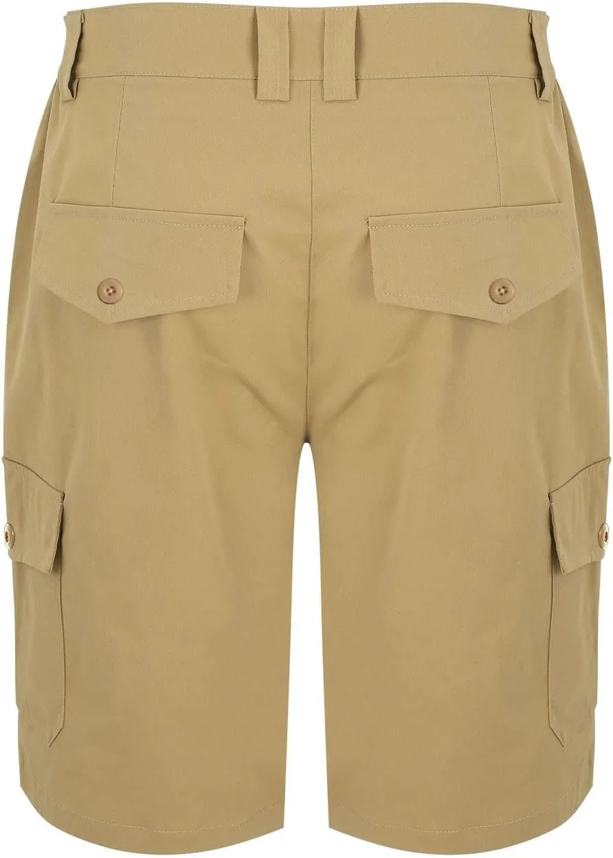 LCMTWX Mens Casual Shorts with Multiple Pockets for Comfort and Lightweight Twill Cotton Elastic Waist Casual Shorts for