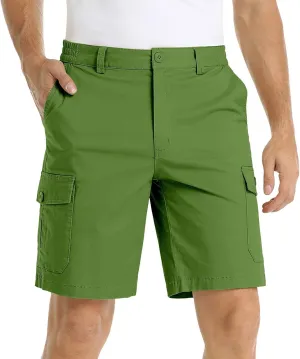 LCMTWX Mens Casual Shorts with Multiple Pockets for Comfort and Lightweight Twill Cotton Elastic Waist Casual Shorts for