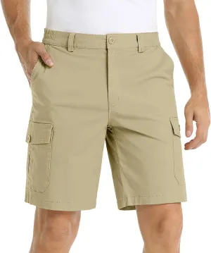 LCMTWX Mens Casual Shorts with Multiple Pockets for Comfort and Lightweight Twill Cotton Elastic Waist Casual Shorts for
