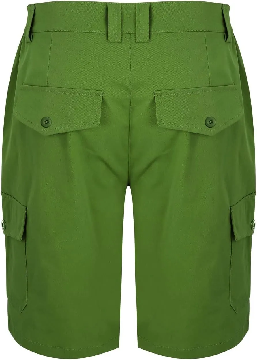 LCMTWX Mens Casual Shorts with Multiple Pockets for Comfort and Lightweight Twill Cotton Elastic Waist Casual Shorts for