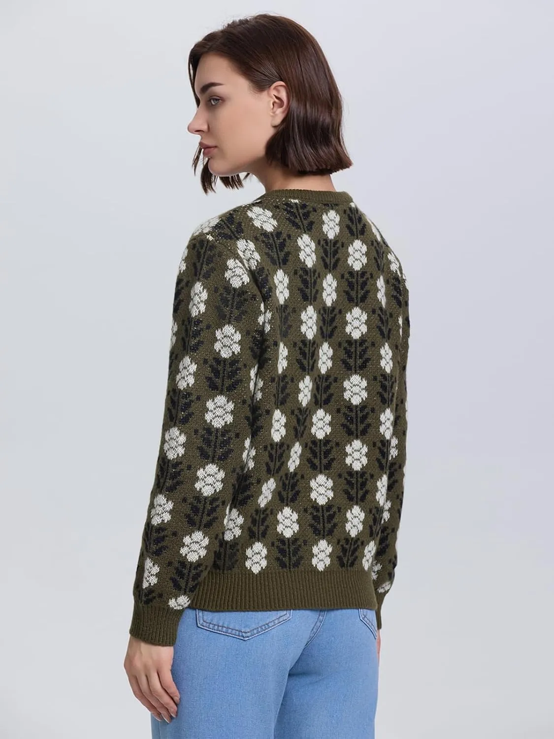 Les umes Womens Cardigan Long Sleeve Button Down Sweater Vintage Floral Knit Jackets Coats