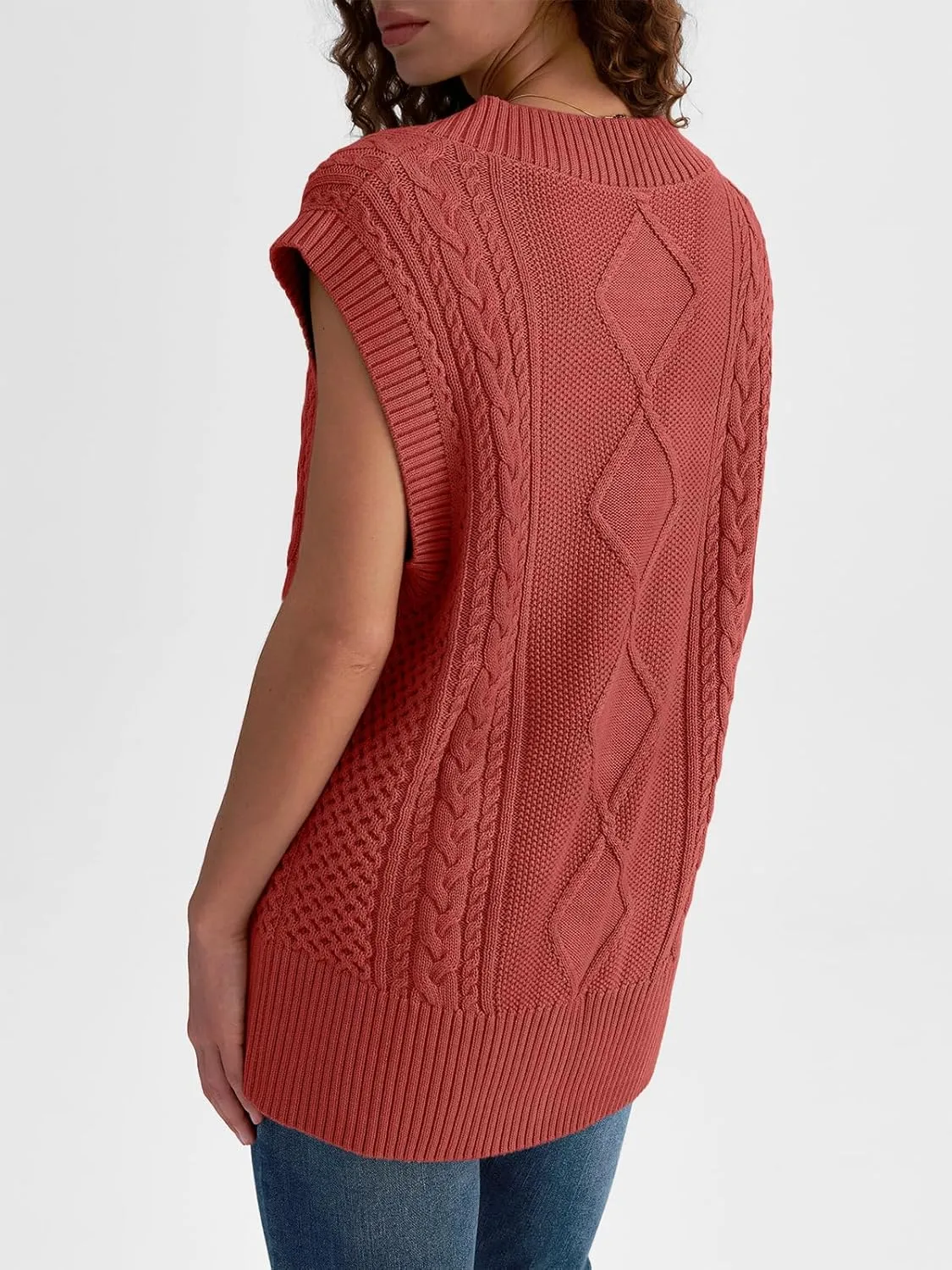 LILLUSORY Sweater Vest Women Trendy Cable Knit Cap Sleeve Tops 2025 V Neck Cotton Oversized Business Casual Outfits