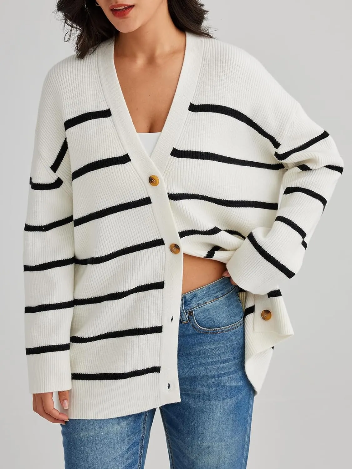 LILLUSORY Women Oversized Cardigan Sweater 2025 Fall Outfits Cloth Fashion V Neck Knit Button Front Casual Trendy Tops