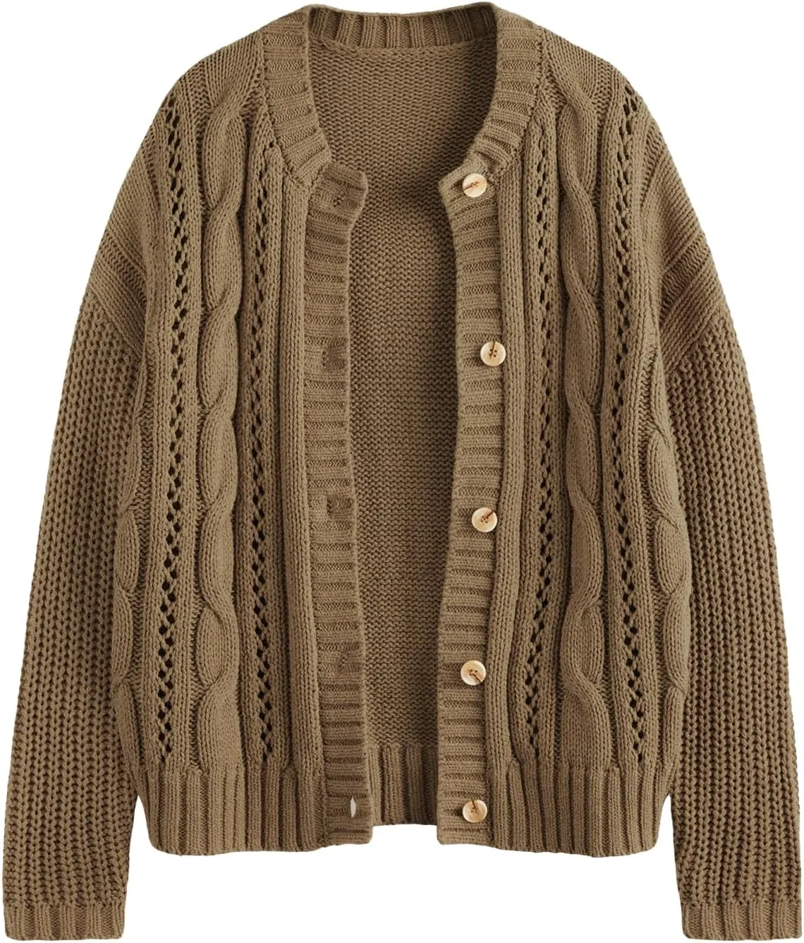 LILLUSORY Women's Cardigan Sweaters Cable Knit Crochet Cotton Fall Jackets Button Up Chunky Trendy Outfits