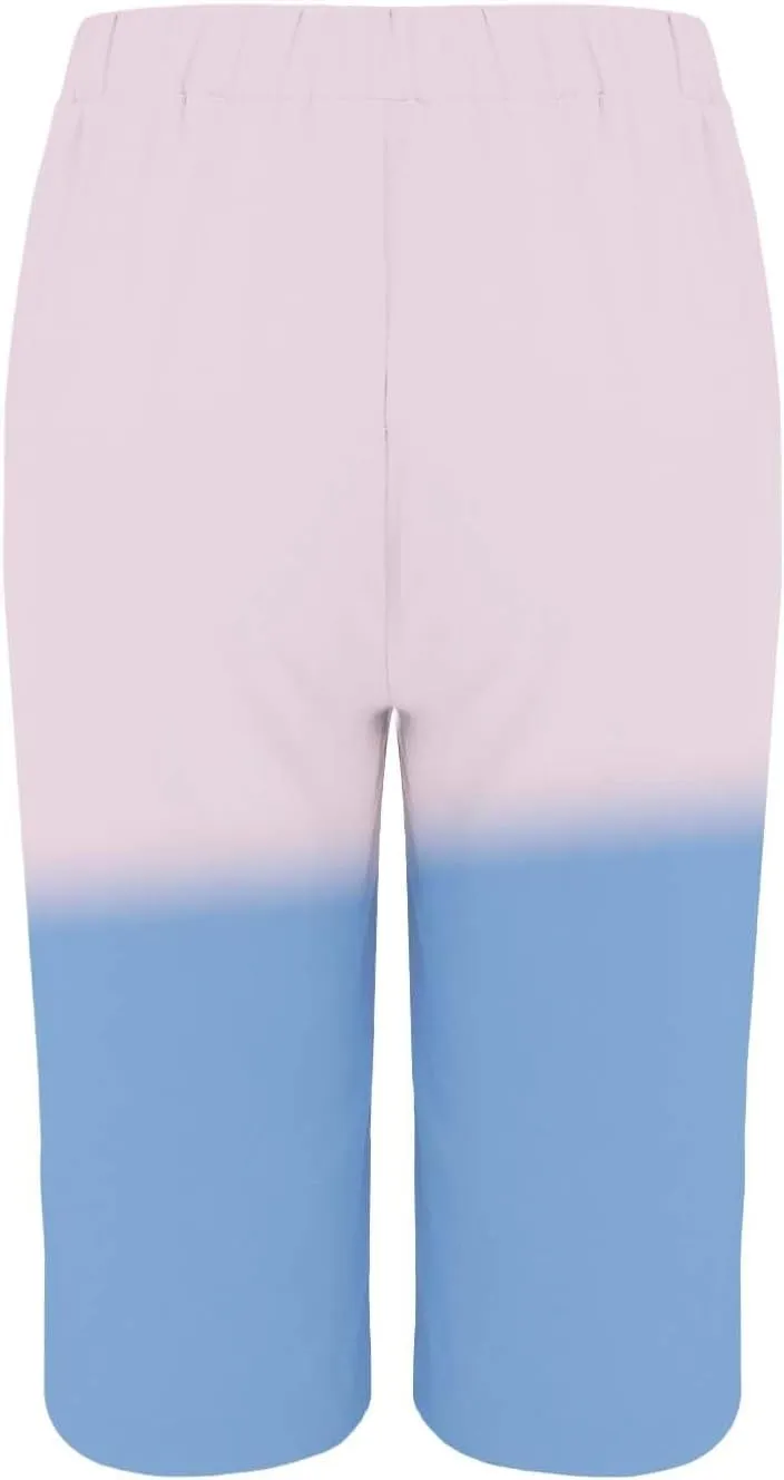 Linen Shorts for Women Plus Size Casual Loose Elastic Drawstring Summer Beach Bermuda Shorts with Pocket