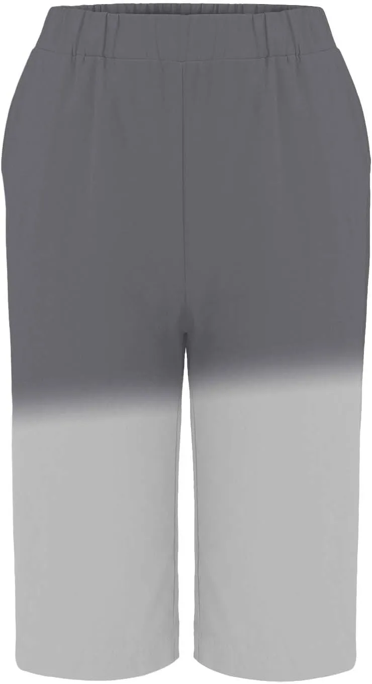 Linen Shorts for Women Plus Size Casual Loose Elastic Drawstring Summer Beach Bermuda Shorts with Pocket