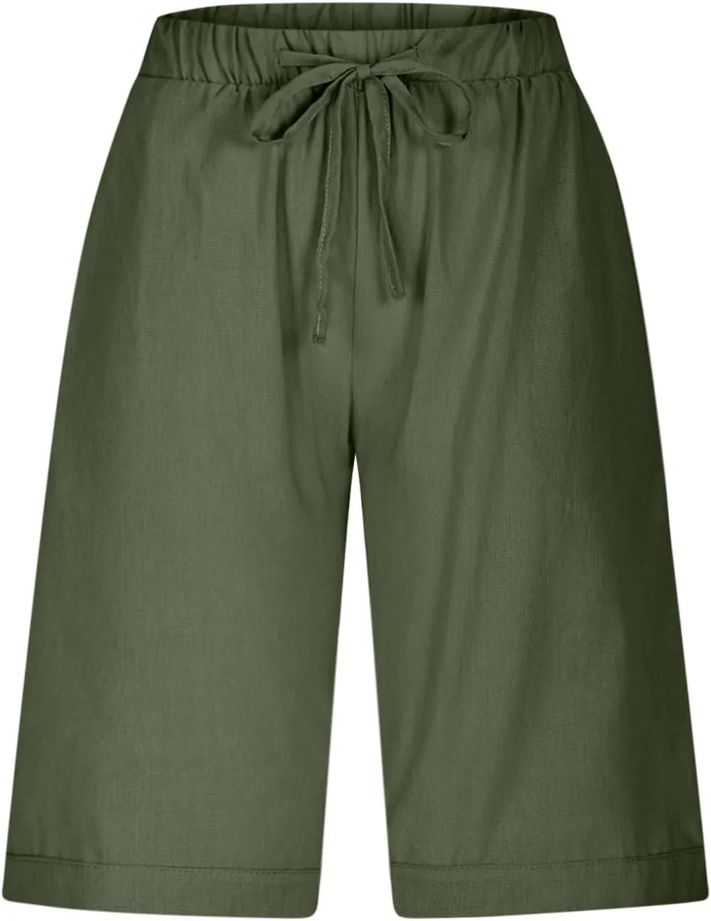 Linen Shorts for Women Trendy High Waisted Pants Side Hollow Lace Trim Drawstring Shorts with Pockets